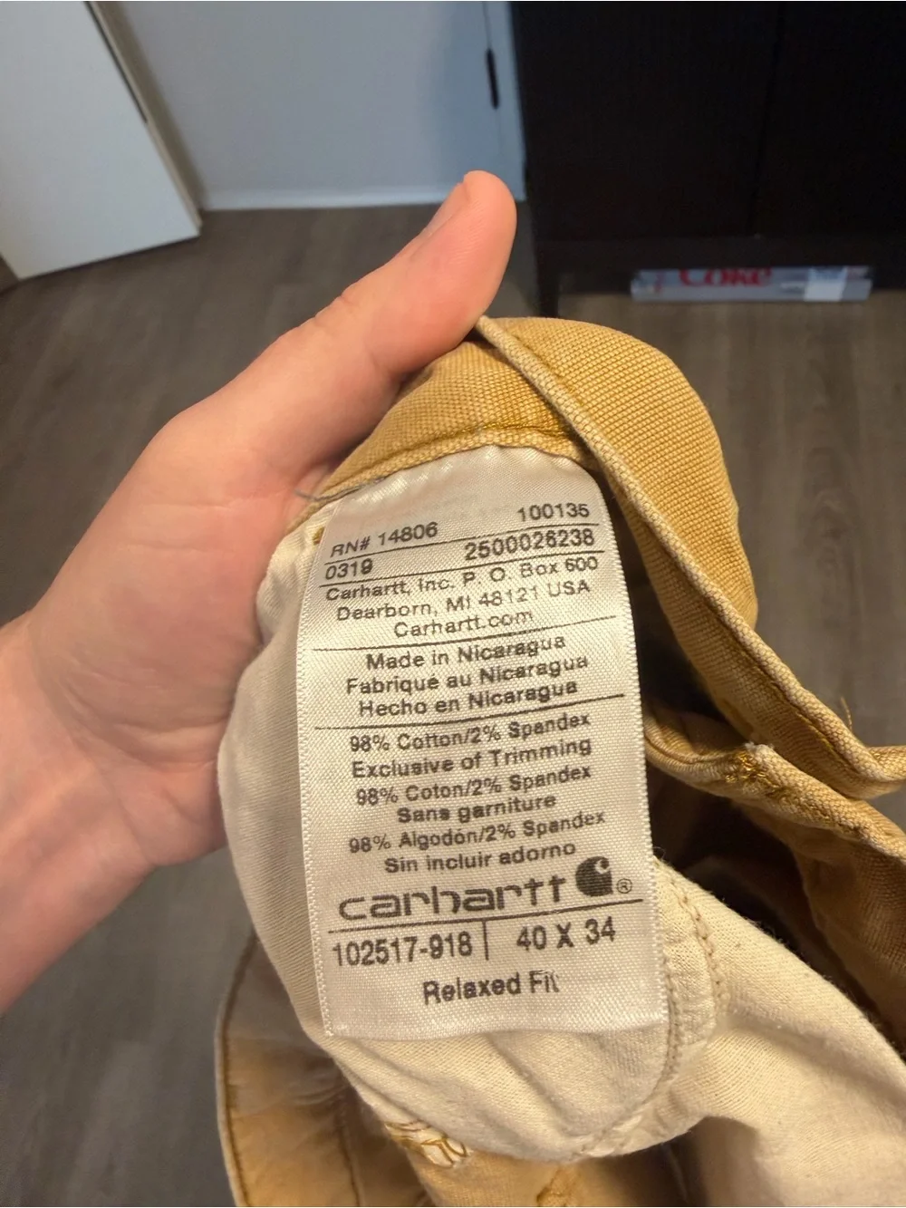 Carhartt Rugged Flex Rigby 5 Pocket Work Pants Men 40x34 Brown Tan 102517 918
